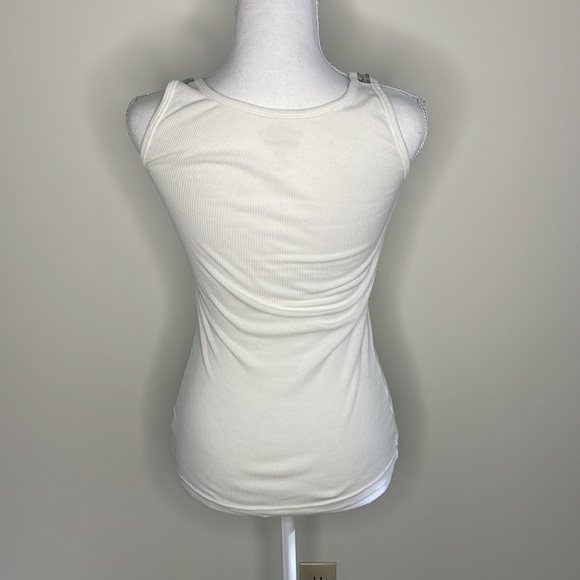 Old Navy White Tank Top with Shiny Detail Around Neck. EUC - Picture 3 of 9